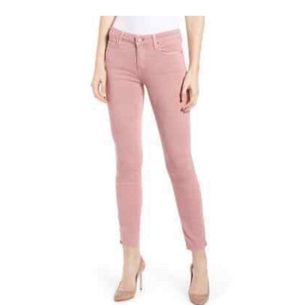 𝅺🌟PAIGE Pink Verdugo Raw Hem Ankle Skinny Jeans🌟